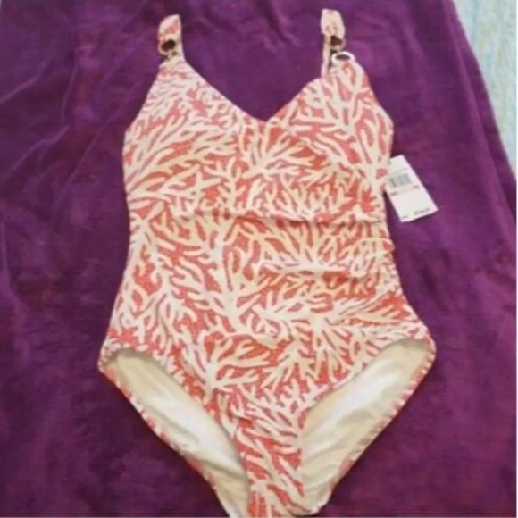 Michael Kors SZ 6 Coral One Piece Swimsuit - Picture 6 of 10